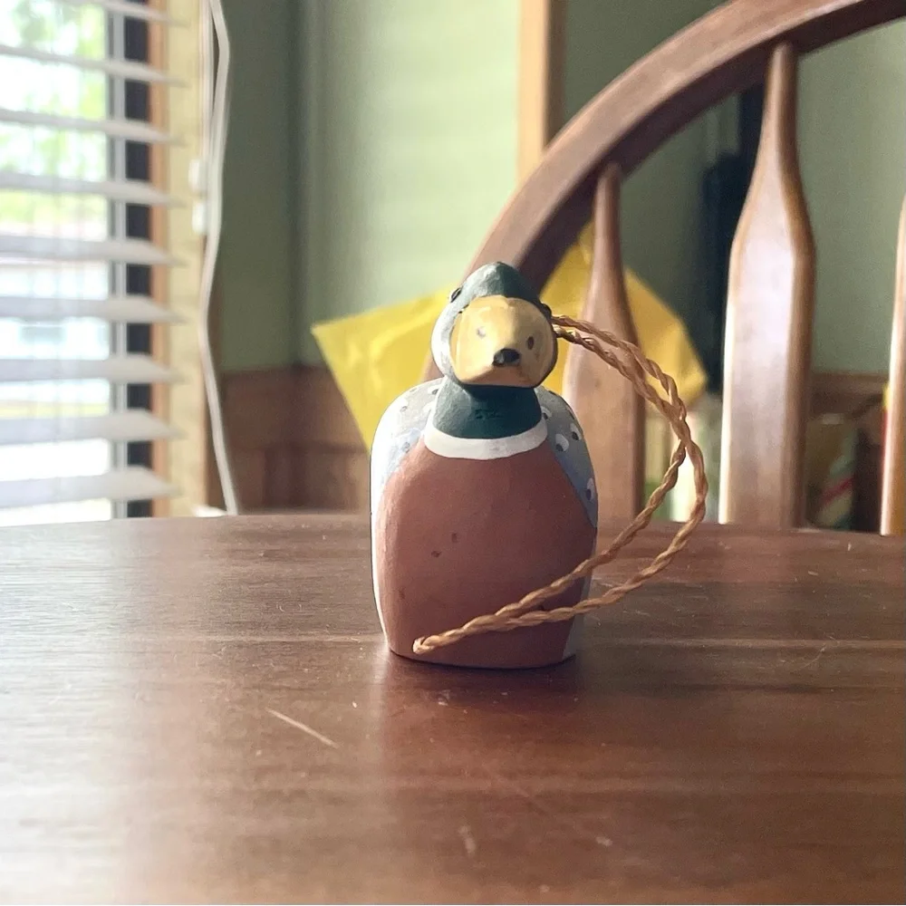 *VINTAGE* Mallard Duck Ornament - Wood - Christmas - Decor - 4.5” x 1.25” x 2.5” - Picture 2 of 6